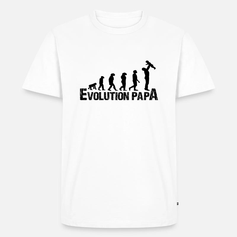 Evolution Papa - Männer Premium Bio T-Shirt - Weiß