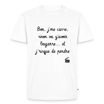 Va y avoir bagarre ! Citation Série H - Humour - T-shirt Premium bio Homme - blanc - Devant - Nico (187cm)