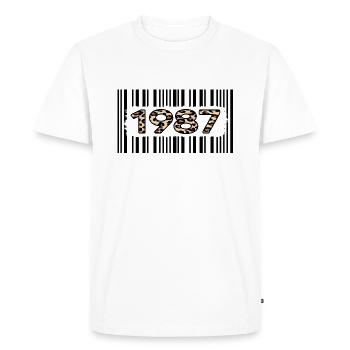 1987 anniversaire 35 ans anniversaire code à barres léopard - T-shirt Premium bio Homme - blanc - Devant - Nico (187cm)