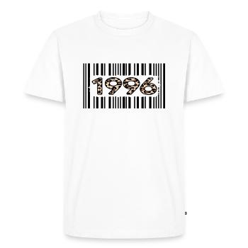 1996 Birthday 26 years anniversary Barcode Leopard - Men's Premium Organic T-Shirt - white - Front - Nico (187cm)