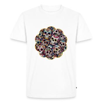 Motif de crâne décoratif coloré - T-shirt Premium bio Homme - blanc - Devant - Nico (187cm)