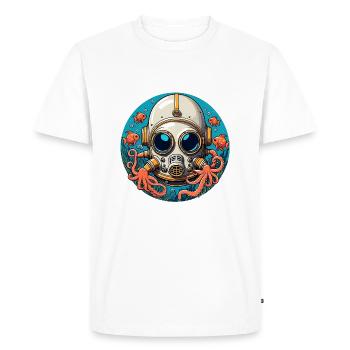 Diving helmet with fish and octopus at the bottom of the sea - Men's Premium Organic T-Shirt - white - Front - Nico (187cm)
