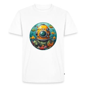 Diving helmet with fish on the bottom of the sea - Men's Premium Organic T-Shirt - white - Front - Nico (187cm)