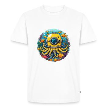 Diving helmet with octopus arms and fish - Men's Premium Organic T-Shirt - white - Front - Nico (187cm)