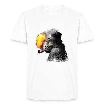 Smoking monkey - Men's Premium Organic T-Shirt - white - Front - Nico (187cm)