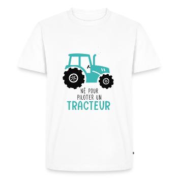 Agriculture né pour conduire un tracteur - T-shirt Premium bio Homme - blanc - Devant - Nico (187cm)