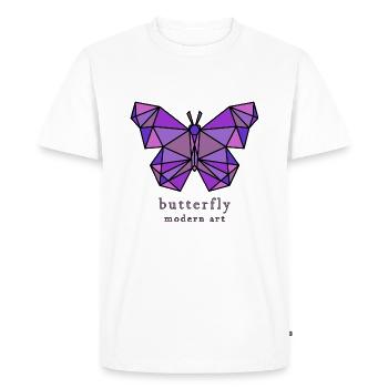 Papillon pourpre logo, art abstrait moderne - T-shirt Premium bio Homme - blanc - Devant - Nico (187cm)