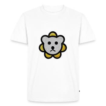 Tête d’ours Broderie Motif Tête d’ours - T-shirt Premium bio Homme - blanc - Devant - Nico (187cm)