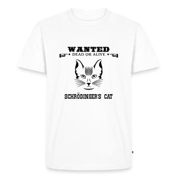 Awesome Geek Shirt: Schrödinger's Cat - Men's Premium Organic T-Shirt - white - Front - Nico (187cm)