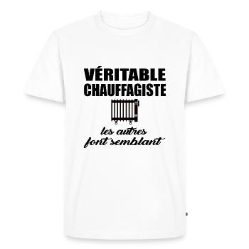 Véritable chauffagiste les autres font semblant - T-shirt Premium bio Homme - blanc - Devant - Nico (187cm)