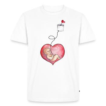 Maman et bébé sont connectés au cœur - T-shirt Premium bio Homme - blanc - Devant - Nico (187cm)