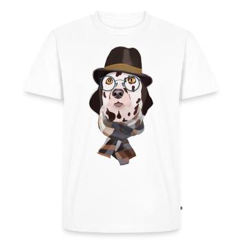 chien dalmatien aux lunettes - T-shirt Premium bio Homme - blanc - Devant - Nico (187cm)