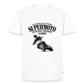 Supermoto - Supermotard - T-shirt Premium bio Homme - blanc - Devant - Nico (187cm)