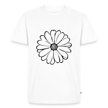 Flower Black Floral Black Blossom Blossom 70s Retro - Men's Premium Organic T-Shirt - white - Front - Nico (187cm)
