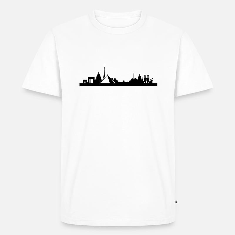 Paris Skyline Louvre - Männer Premium Bio T-Shirt - Weiß