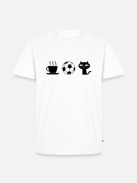 Kaffee. Katzen. Fußball - Männer Premium Bio T-Shirt - Weiß