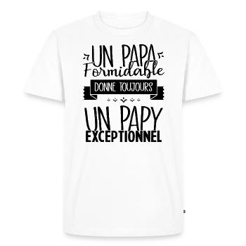 Un Papa Formidable donne un Papy Exceptionnel - T-shirt Premium bio Homme - blanc - Devant - Nico (187cm)
