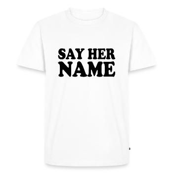 Say her name - T-shirt Premium bio Homme - blanc - Devant - Nico (187cm)