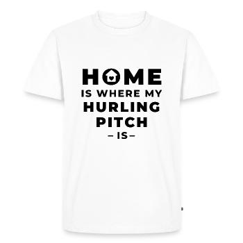 La maison est l’endroit où mon lancer est - T-shirt Premium bio Homme - blanc - Devant - Nico (187cm)