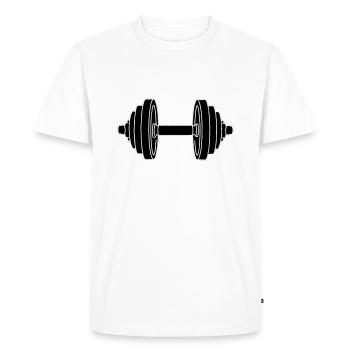 Dumbbell Weight 2 - Men's Premium Organic T-Shirt - white - Front - Nico (187cm)