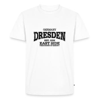 Dresden (black oldstyle) - Men's Premium Organic T-Shirt - white - Front - Nico (187cm)