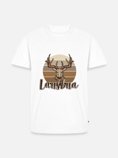 Lausbua Hirsch Lederhosen - Männer Premium Bio T-Shirt - Weiß