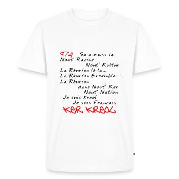 Kosement kreol - 974 Ker Kreol - T-shirt Premium bio Homme - blanc - Devant - Nico (187cm)
