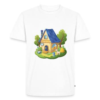 Maison de conte de fées du laitier bleu - T-shirt Premium bio Homme - blanc - Devant - Nico (187cm)