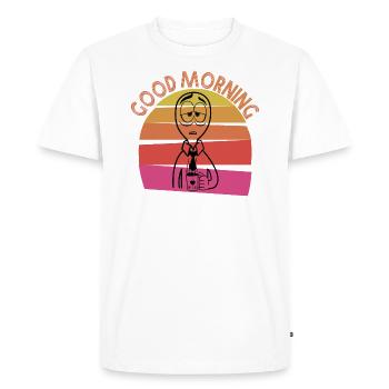 Good morning? Morgenmuffel, i love my job T-Shirt - Men's Premium Organic T-Shirt - white - Front - Nico (187cm)