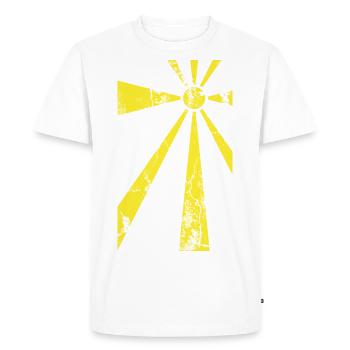 Macédoine Macédoine du Nord. Étoile de Vergina bannière - T-shirt Premium bio Homme - blanc - Devant - Nico (187cm)