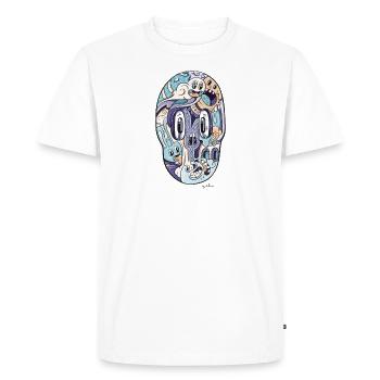 Skull Doodle - Men's Premium Organic T-Shirt - white - Front - Nico (187cm)