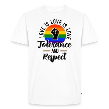 LGBT Tolerance Respect Gay Pride Love is Love CSD - Men's Premium Organic T-Shirt - white - Front - Nico (187cm)