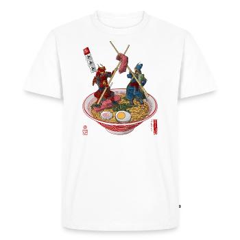 Samurai fight over ramen - Men's Premium Organic T-Shirt - white - Front - Nico (187cm)