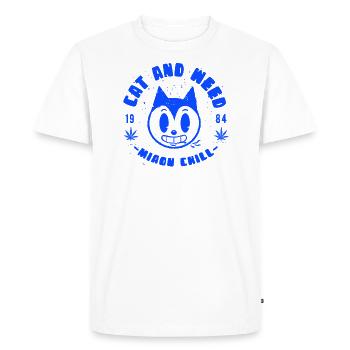 Chat humour weed et détente - T-shirt Premium bio Homme - blanc - Devant - Nico (187cm)