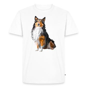 Shetland Dog - Men's Premium Organic T-Shirt - white - Front - Nico (187cm)