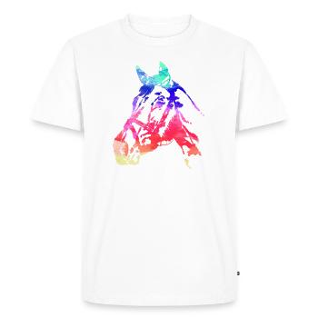 tête de cheval,cheval,aquarelle,rose,peinture,coloré - T-shirt Premium bio Homme - blanc - Devant - Nico (187cm)