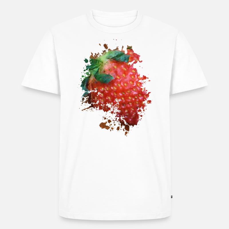 Erdbeere - Männer Premium Bio T-Shirt - Weiß