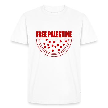 Free palestine melon pastèque - T-shirt Premium bio Homme - blanc - Devant - Nico (187cm)