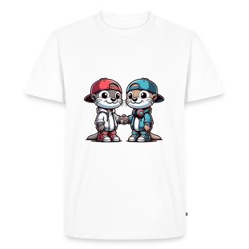 Two Cute Otter Buddies Buddies Forever - Men's Premium Organic T-Shirt - white - Front - Nico (187cm)