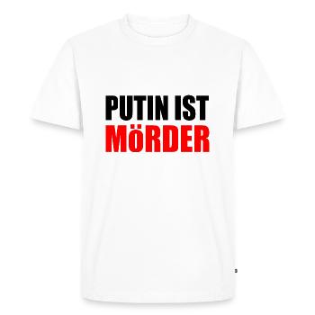 Poutine est meurtrier - T-shirt Premium bio Homme - blanc - Devant - Nico (187cm)