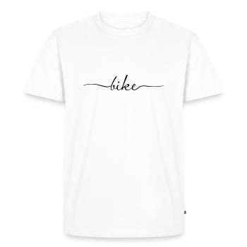 Typographie de l’écriture manuscrite du vélo - T-shirt Premium bio Homme - blanc - Devant - Nico (187cm)