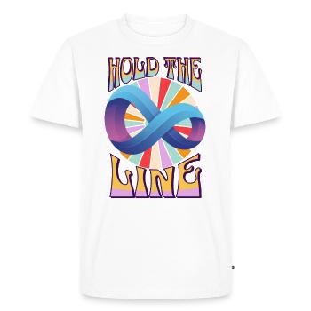 hold the line coloured funny design infinite - Men's Premium Organic T-Shirt - white - Front - Nico (187cm)