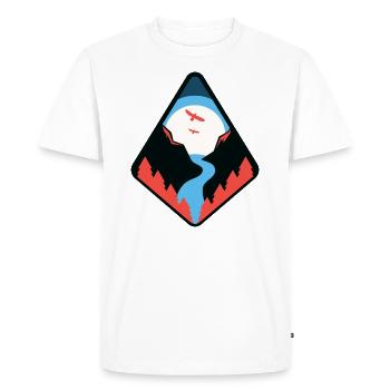 Sentier au coucher du soleil | Randonnée nature - T-shirt Premium bio Homme - blanc - Devant - Nico (187cm)