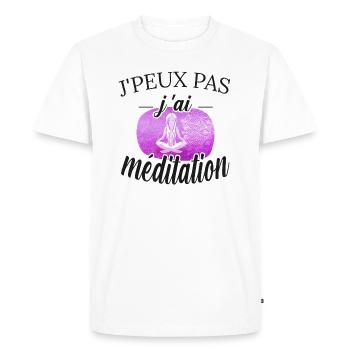 jpeux pas j ai méditation t-shirt humour zen yoga - T-shirt Premium bio Homme - blanc - Devant - Nico (187cm)