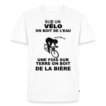 Cycliste passion eau et apéro cadeau vélo - T-shirt Premium bio Homme - blanc - Devant - Nico (187cm)