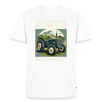 il est comme moi pas tout jeune mais formidable - T-shirt Premium bio Homme - blanc - Devant - Nico (187cm)