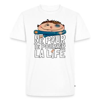 Né pour te pourrir la life - T-shirt Premium bio Homme - blanc - Devant - Nico (187cm)