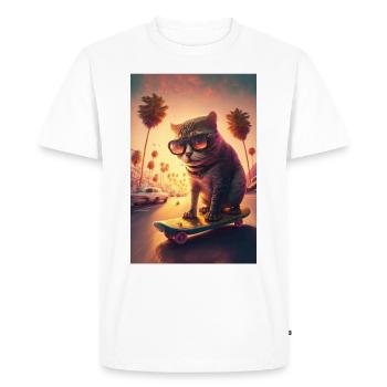 Cat Skateboard Lunettes de soleil Palms Skateboard - T-shirt Premium bio Homme - blanc - Devant - Nico (187cm)