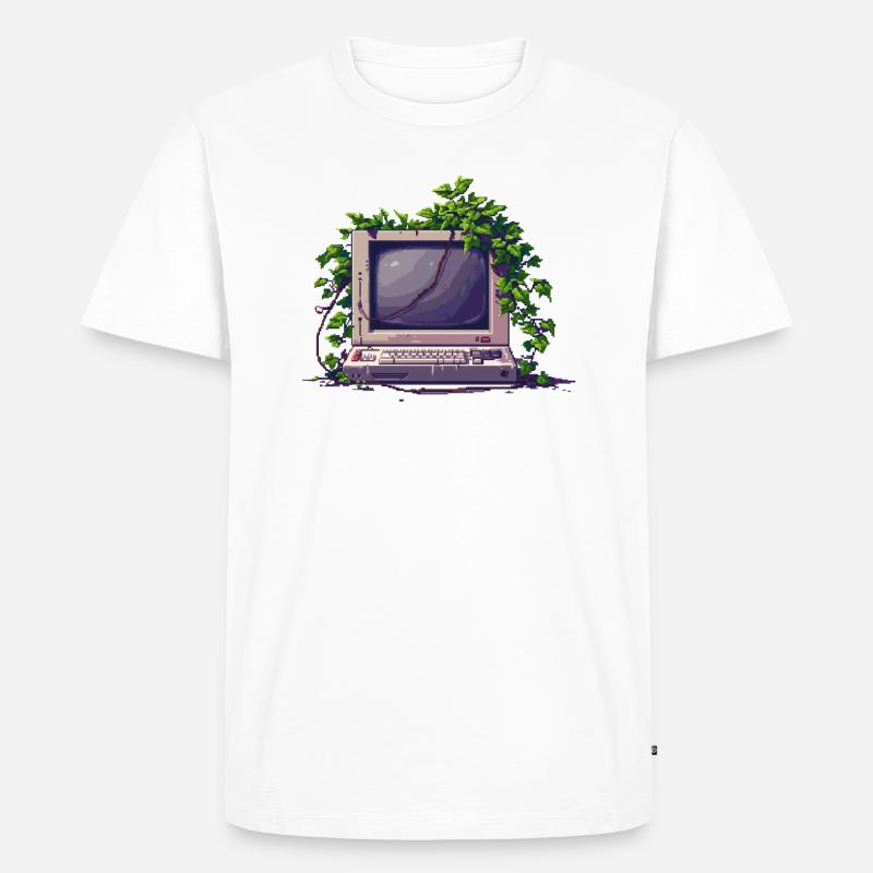 Old Pixel Computer - Männer Premium Bio T-Shirt - Weiß