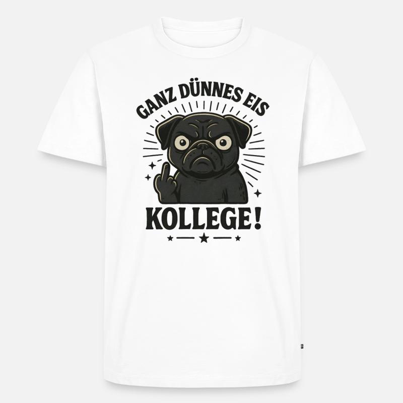 Mops Mittelfinger - Männer Premium Bio T-Shirt - Weiß